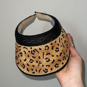 Cheetah Print Wicker Visor Hat